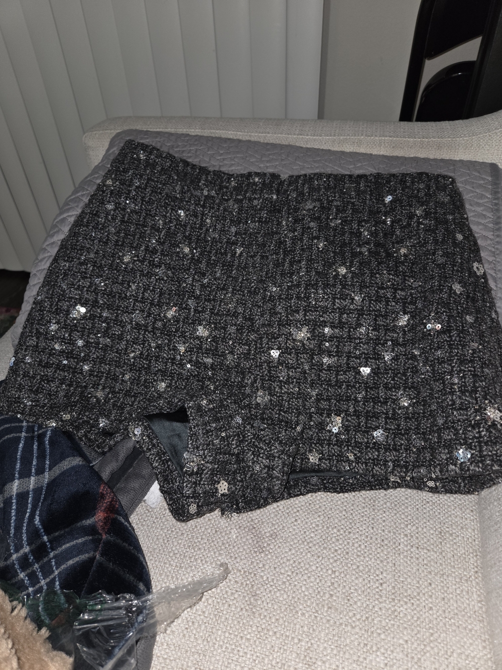 Astr Sequined Tweed Womens Shorts - Black